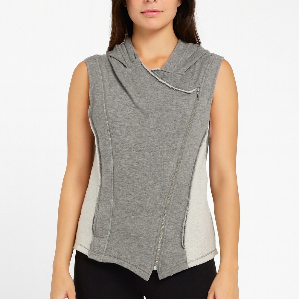 Calvin Klein Performance/Gray and Cream Sleeveless Hoodie Vest/Size M